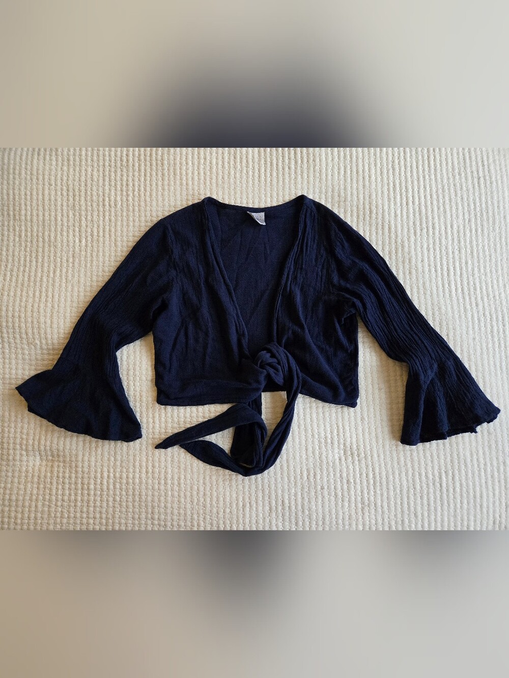 Navy Blue Cotton Wrap Top